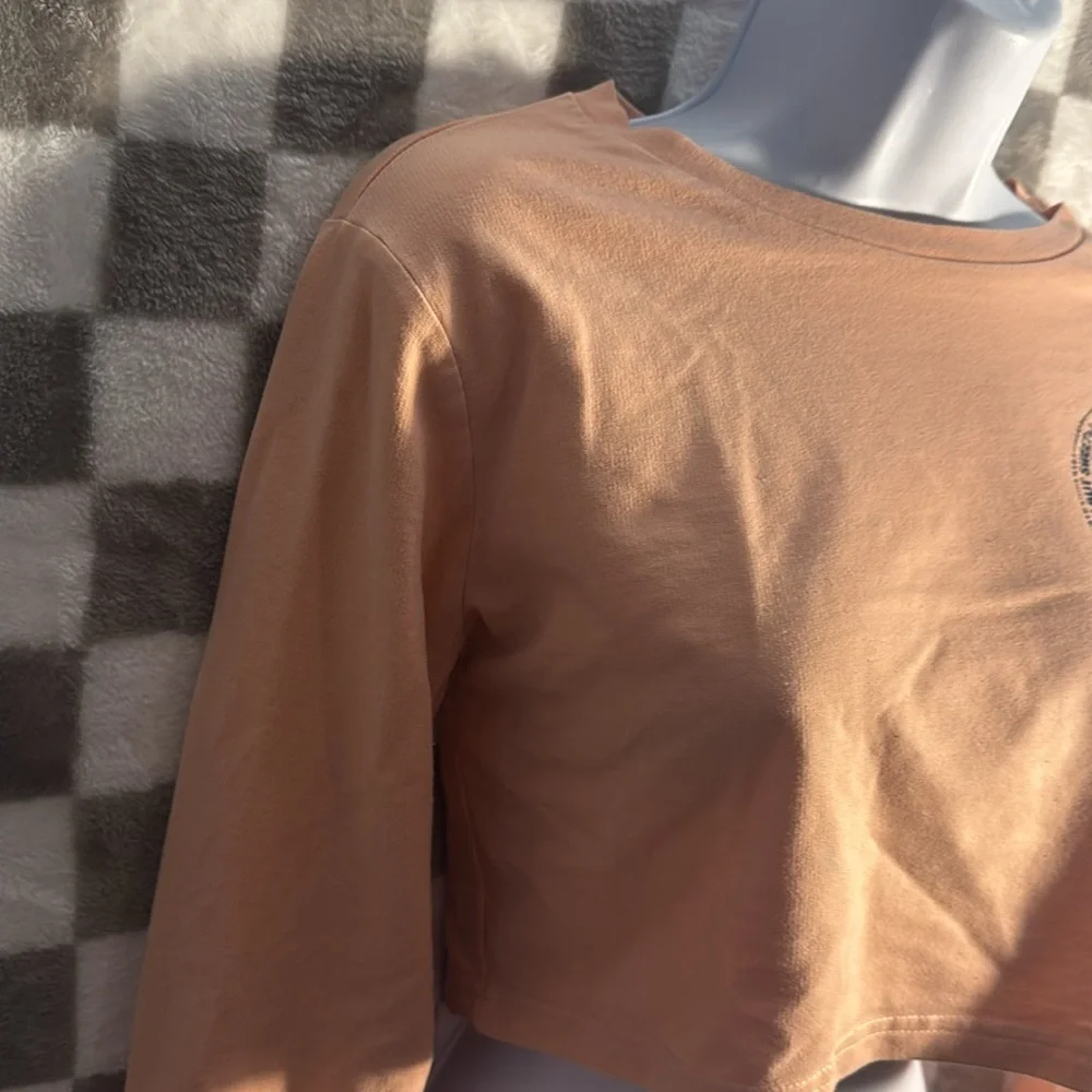 Miami Style Jax Beach Florida Logo Pink High Long Sleeve Crop Top Size S/Small
